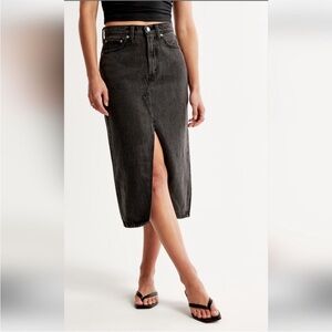 Abercrombie & Fitch Women's High Rise Black Jean Skirt Size 4 Waist 27 Slit